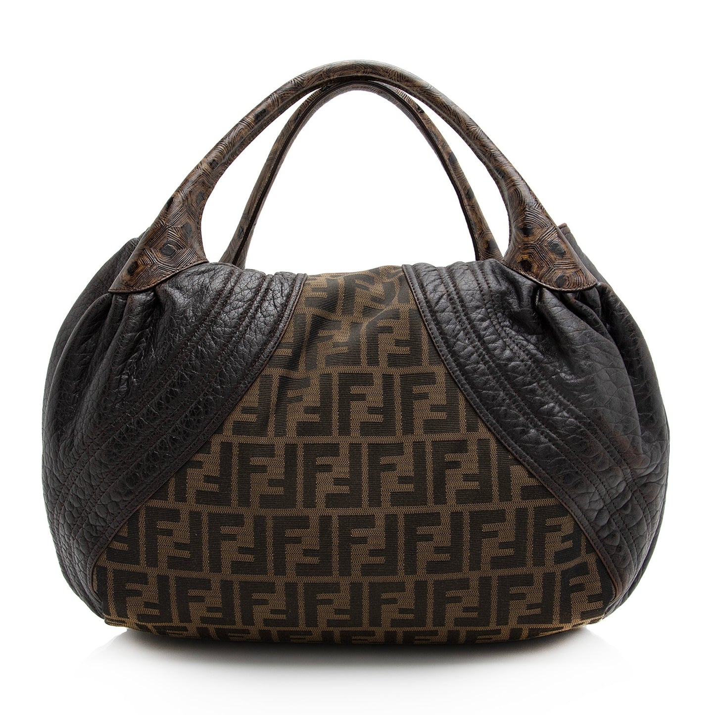 Fendi Tortuga Leather Zucca Spy Satchel