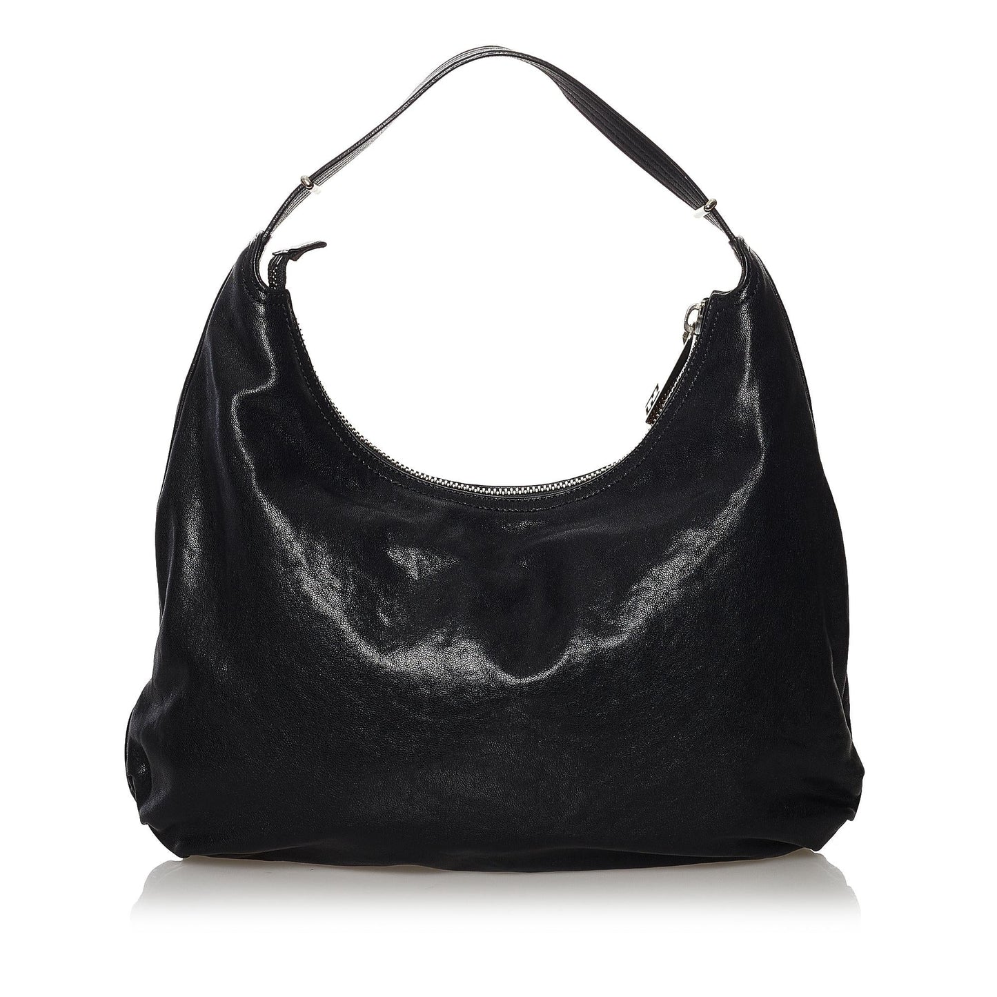 Fendi Unzipped Leather Hobo Bag