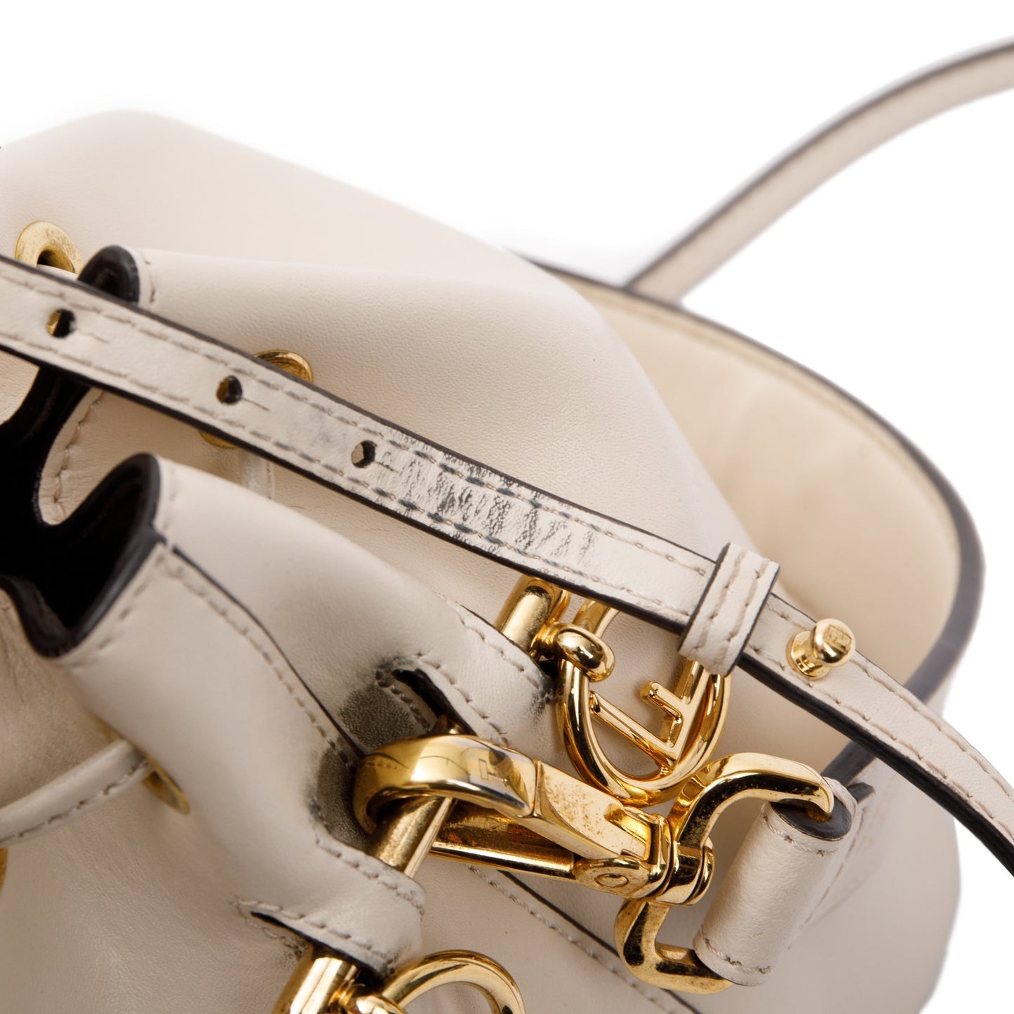 Fendi White Calskin Mini Mon Tresor Bucket Bag