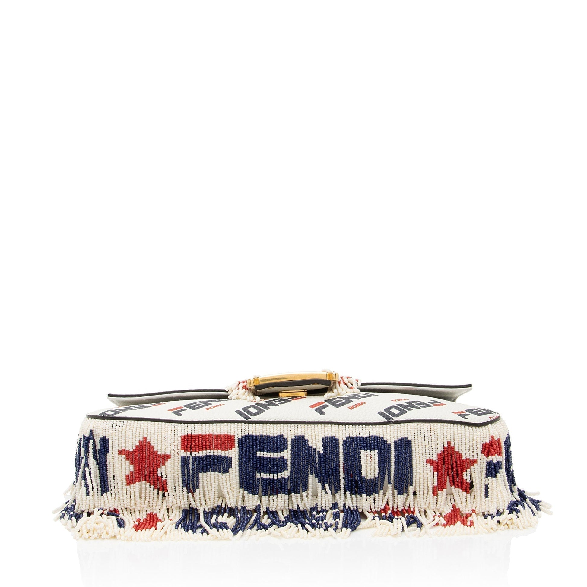 Fendi X Fila Mania Calfskin Beaded Baguette Shoulder Bag