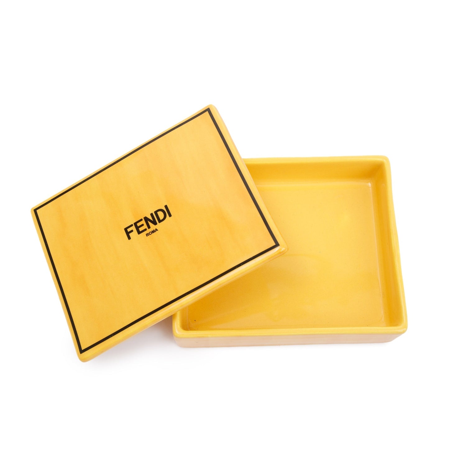 Fendi Yellow Ceramic Covered Box