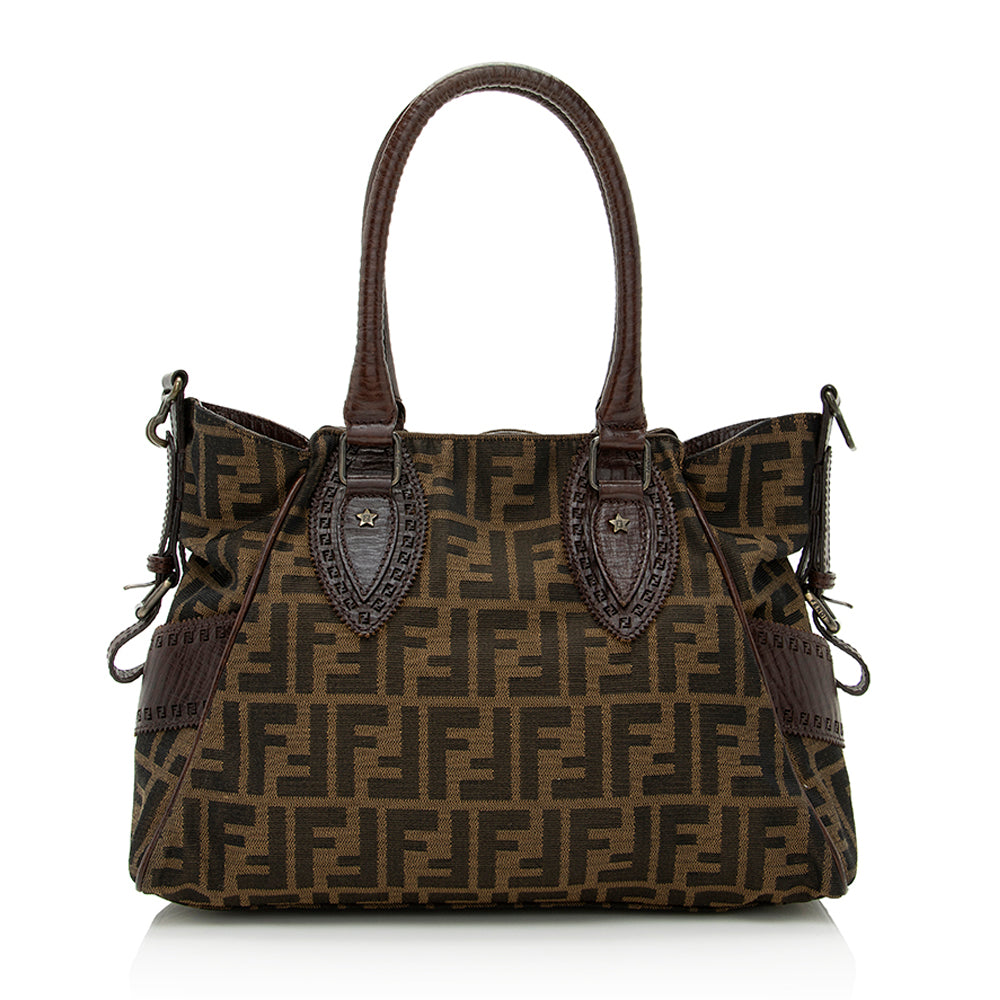 Fendi Zucca Leather Du Jour Small Tote