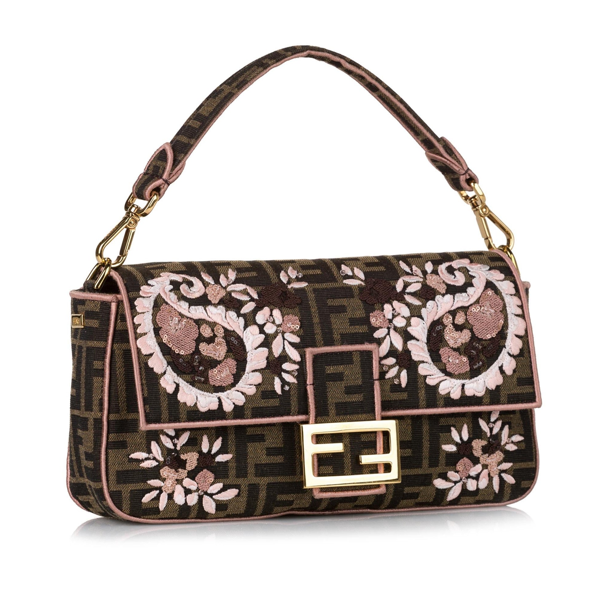 Fendi Zucca Paisley Embroidery Baguette