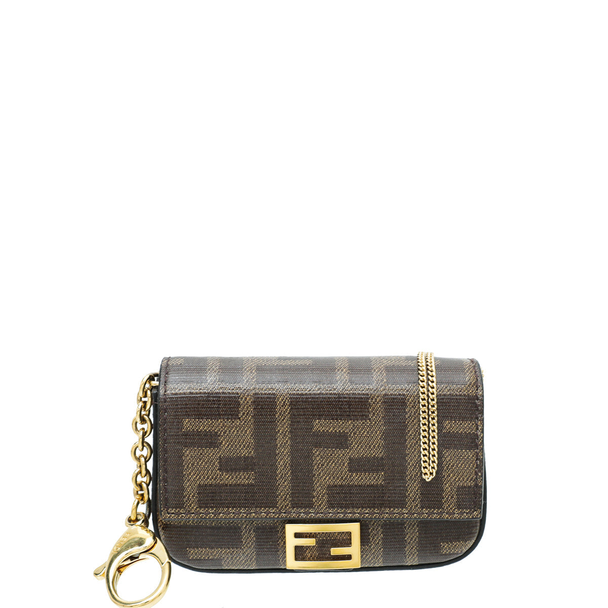 Fendi Brown FF Nano Baguette Charm W/ Chain