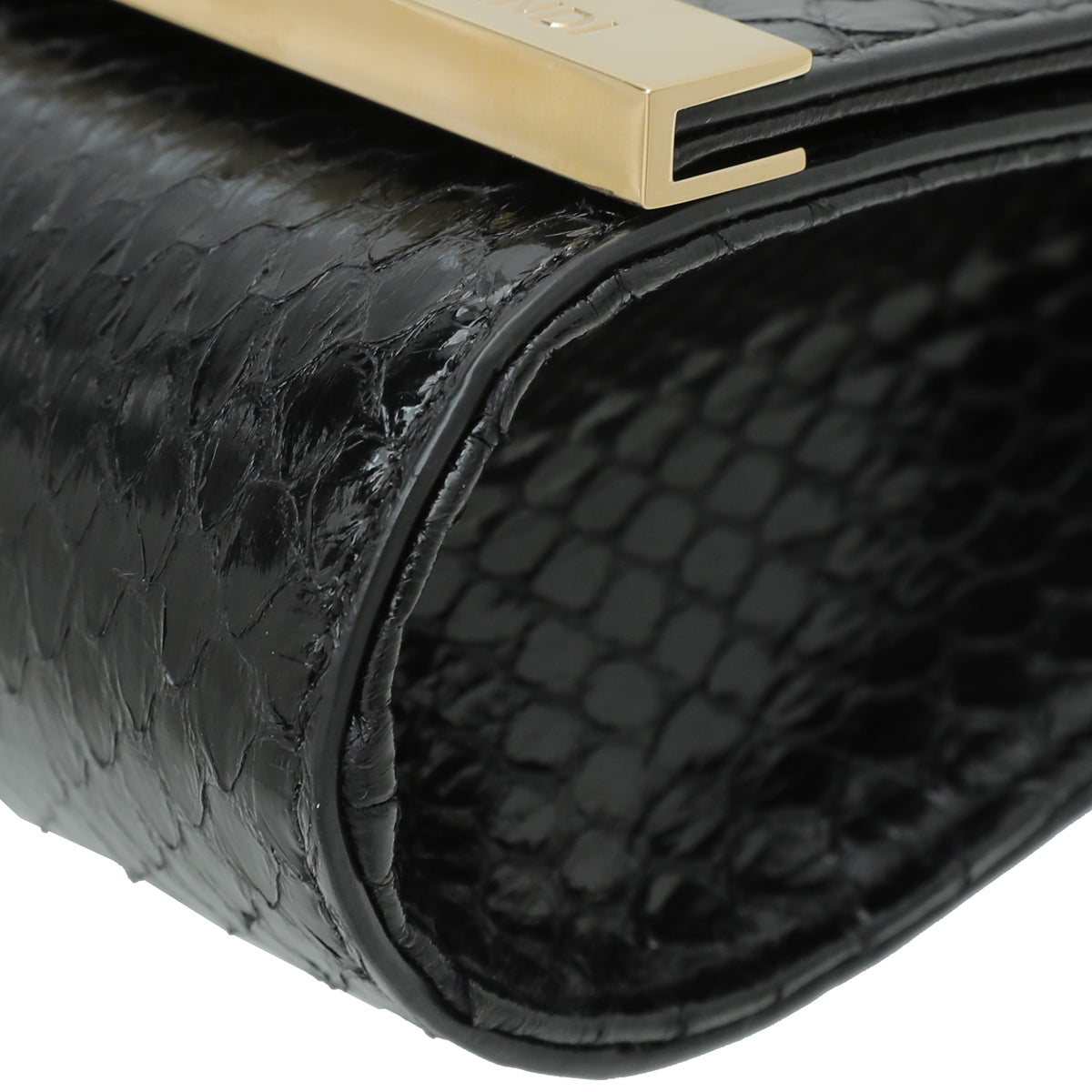Fendi Black Elaphe Mini Rush Clutch Bag
