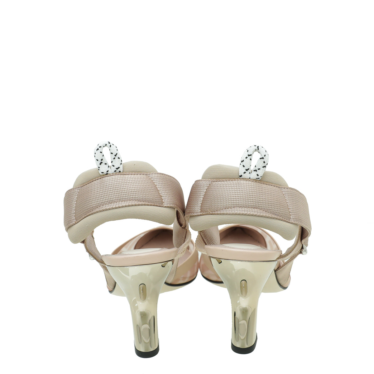 Fendi Beige Colibri Mesh Slingback Pump 37.5
