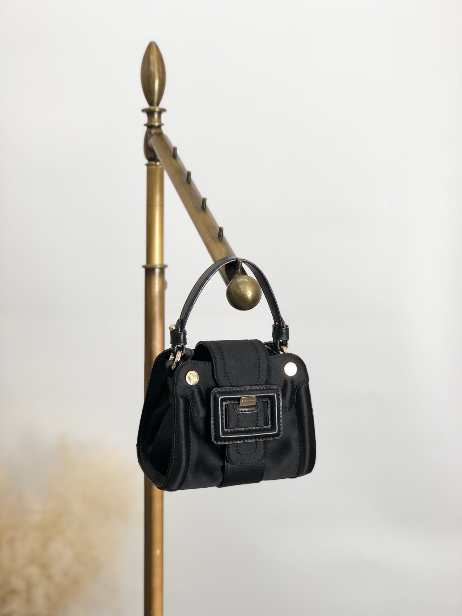 CELINE Front Buckle Small Handbag Black wdsxbc