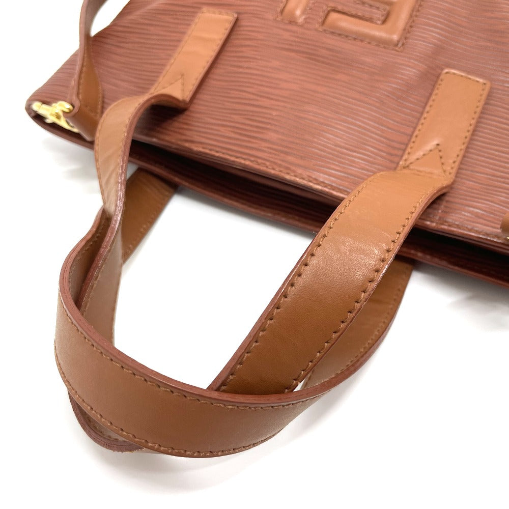 FENDI Handbag leather Brown FF logo Handbag Women