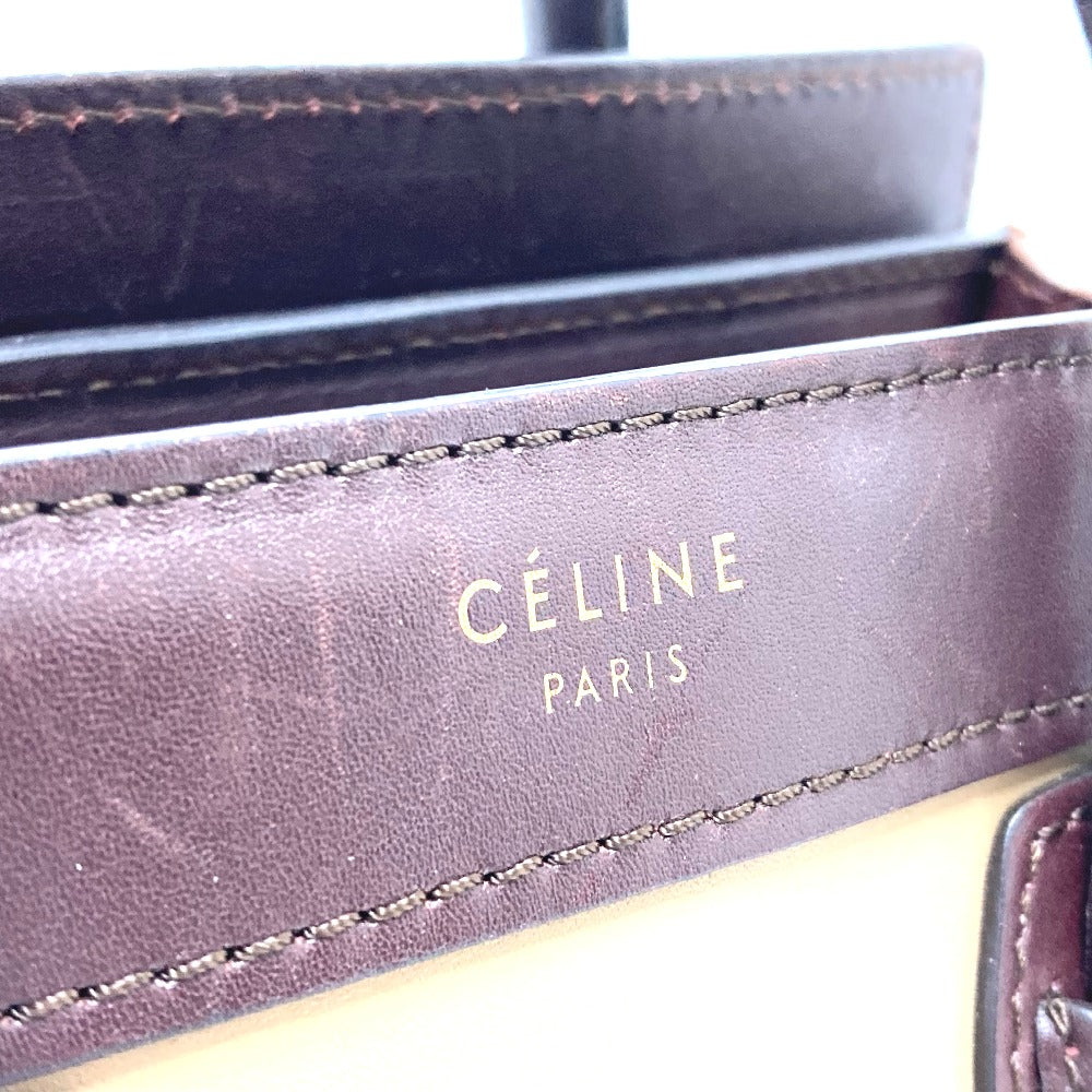CELINE Handbag Leather / suede Brown x beige luggage nano shopper Women Secondhand