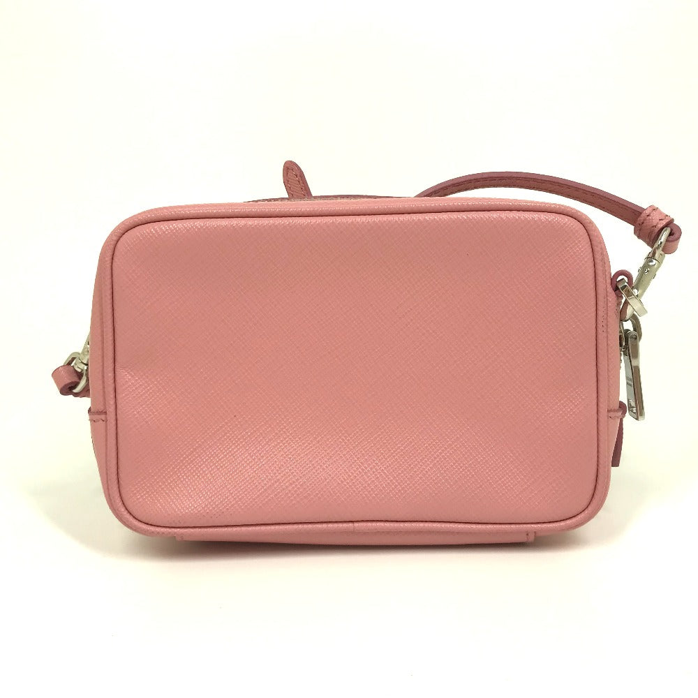 PRADA Shoulder Bag Safiano leather pink logo Shoulder pouch Women