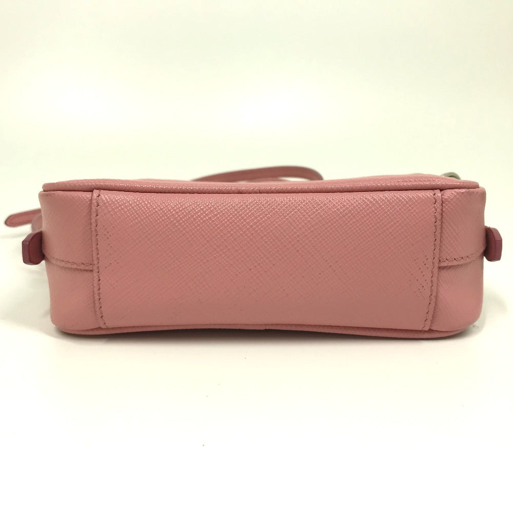 PRADA Shoulder Bag Safiano leather pink logo Shoulder pouch Women