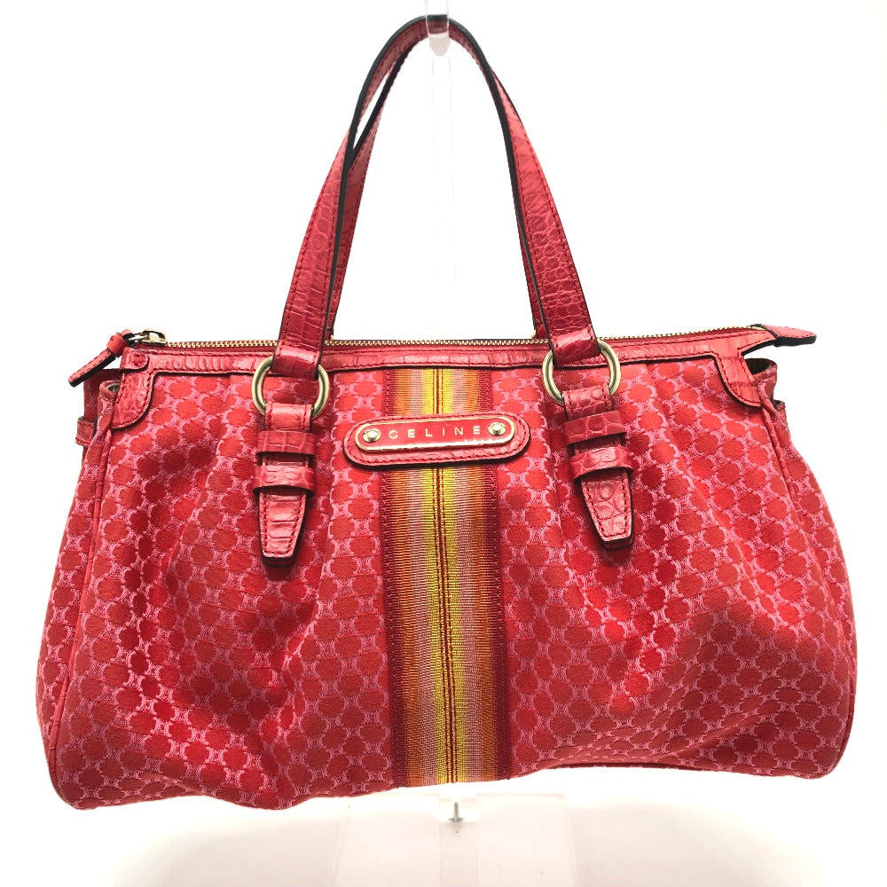 CELINE Handbag Canvas / leather Red type Macadam Women Secondhand