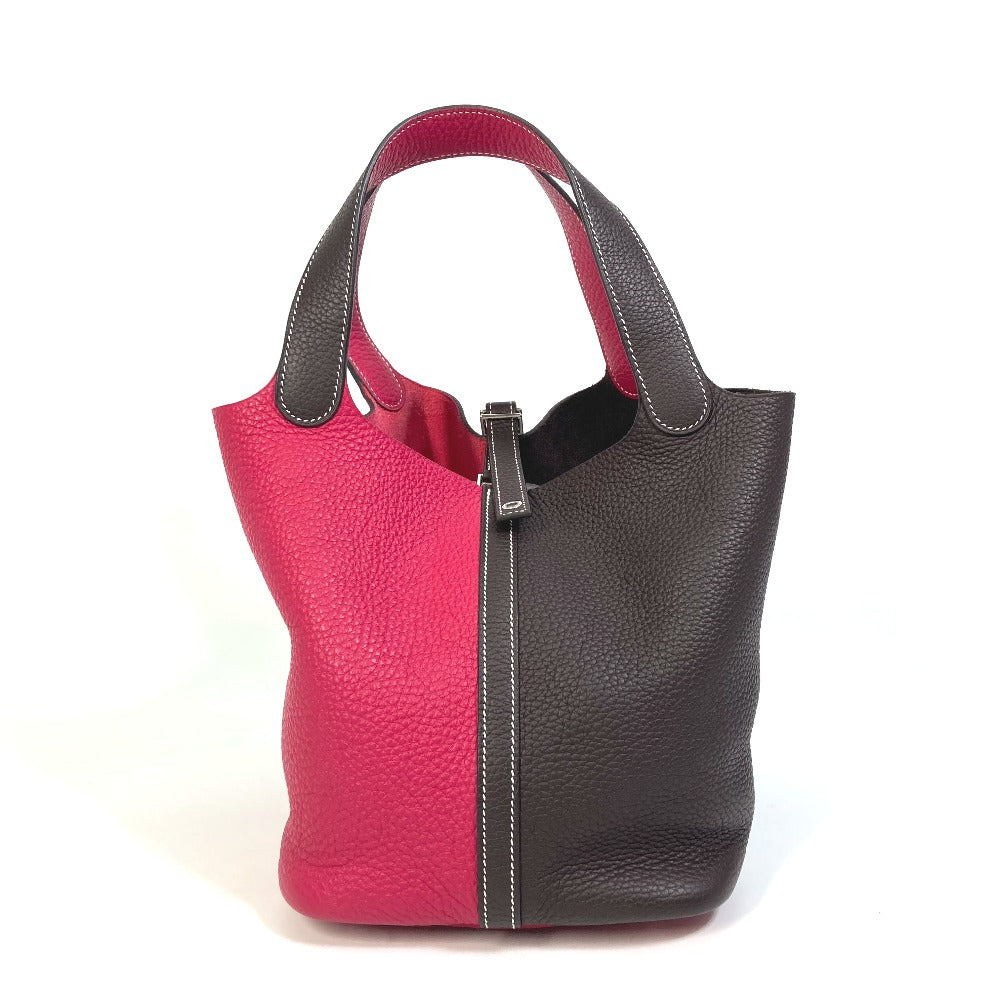 HERMES Handbag Taurillon Clemence Red / brown Picotin Lock 22 MM Kazak Tote Bag