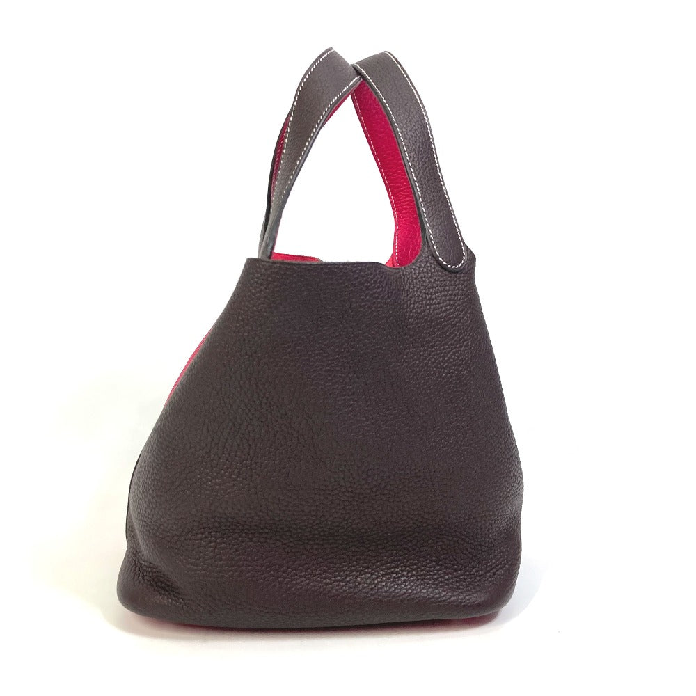 HERMES Handbag Taurillon Clemence Red / brown Picotin Lock 22 MM Kazak Tote Bag