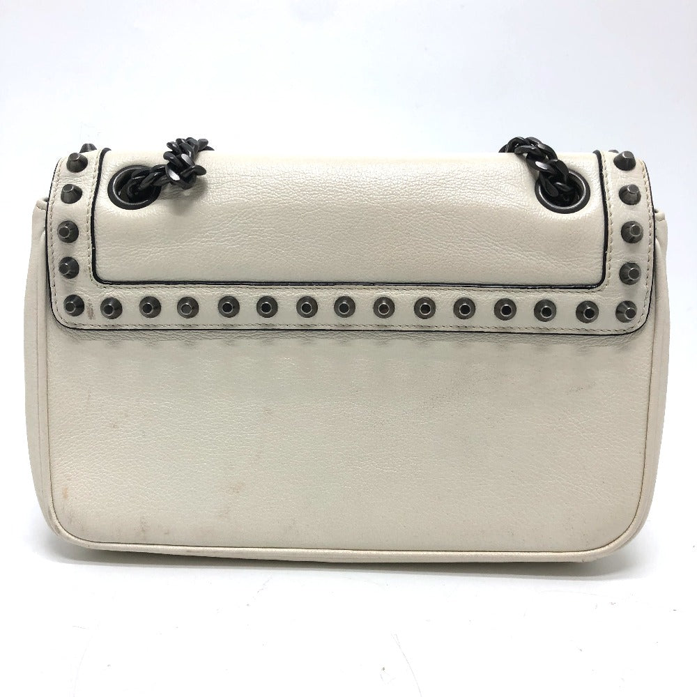 PRADA Shoulder Bag leather white logo studs ChainShoulder Women