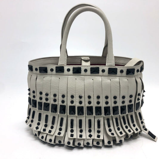 PRADA Handbag leather white fringe Women