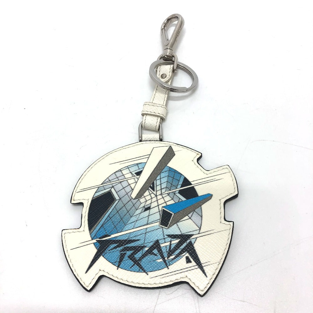 PRADA key ring 2TL296 saffiano leather white key/key ring charm Women
