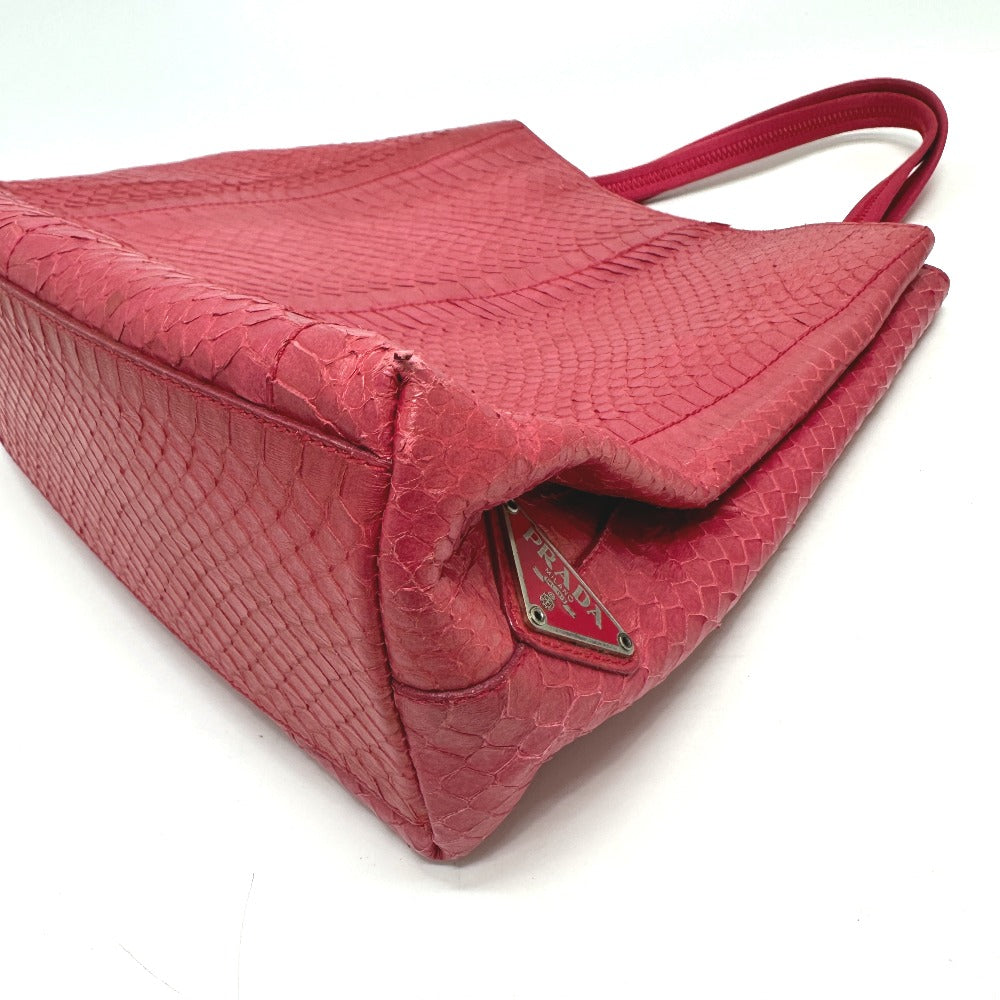 PRADA Tote Bag leather pink With logo Side logo