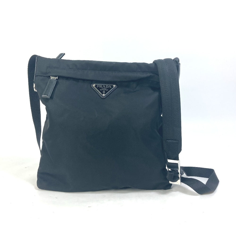 PRADA Shoulder Bag Nylon black With logo Triangle logo plate mens
