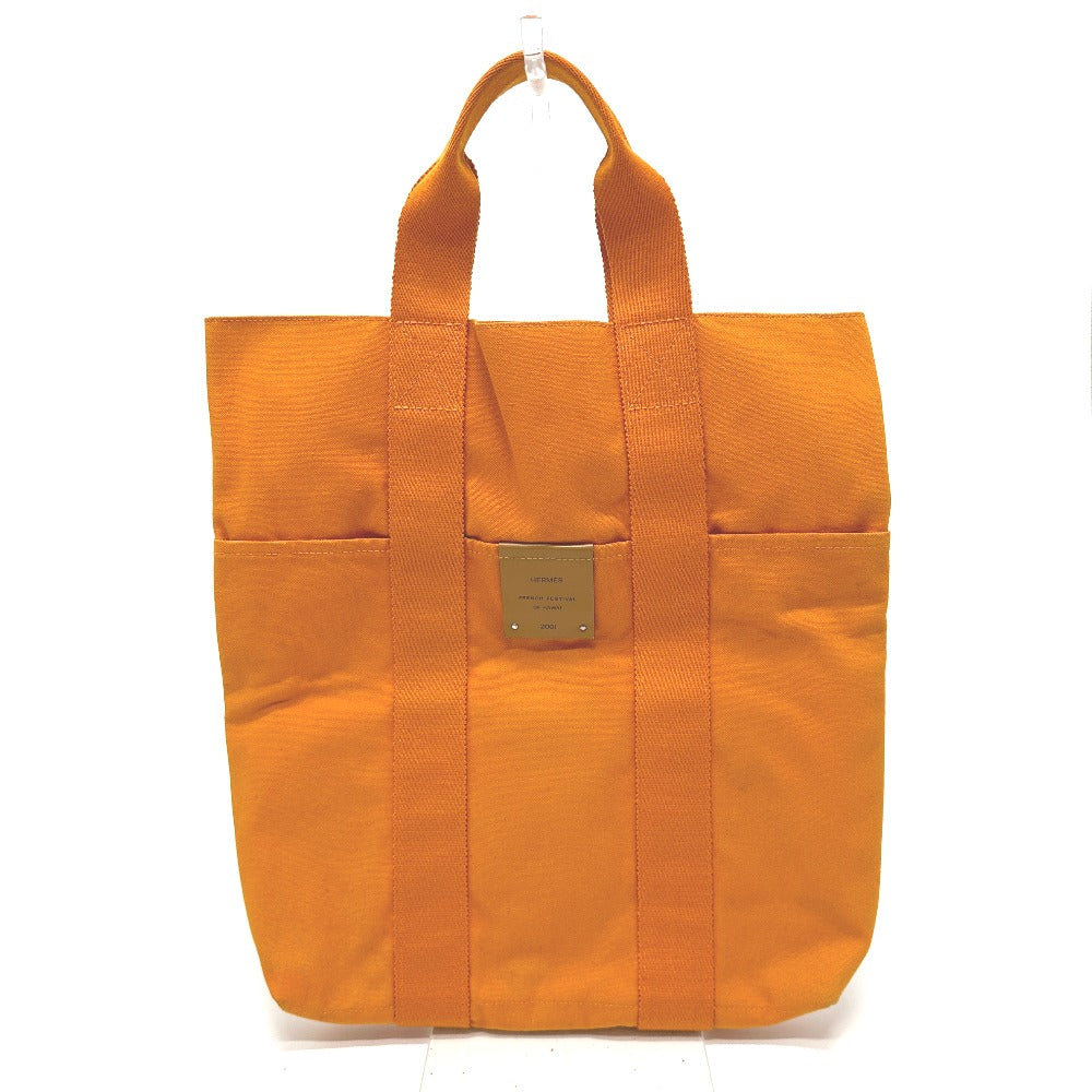 HERMES Tote Bag canvas Orange Fool Toe Kabas Women