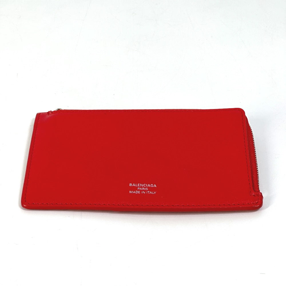 BALENCIAGA Card Case 736734 leather Red logo fragment case card coin holder unisex(Unisex)