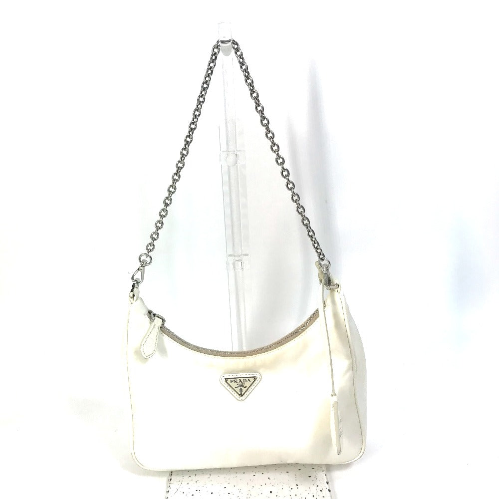 PRADA Shoulder Bag Nylon white Triangle logo plate Re-Edition 2005 Women