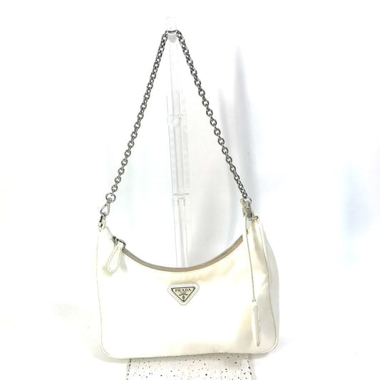 PRADA Shoulder Bag Nylon white Triangle logo plate Re-Edition 2005 Women