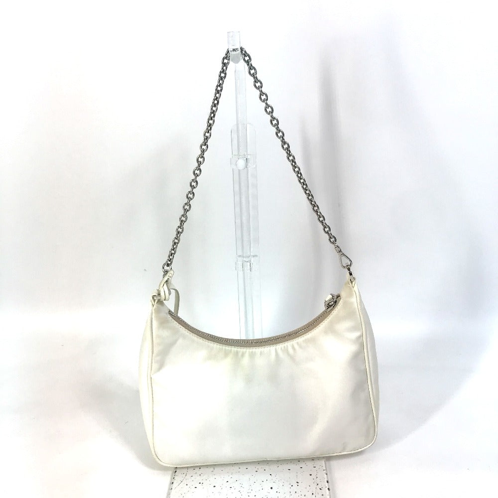 PRADA Shoulder Bag Nylon white Triangle logo plate Re-Edition 2005 Women