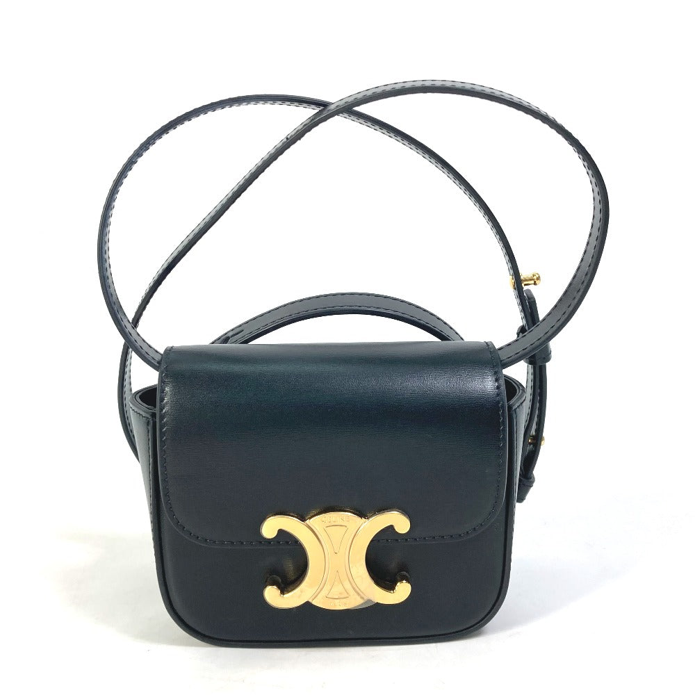 CELINE Shoulder Bag leather black Pochette mini triomphe Women