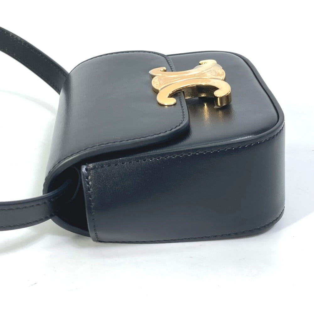 CELINE Shoulder Bag leather black Pochette mini triomphe Women