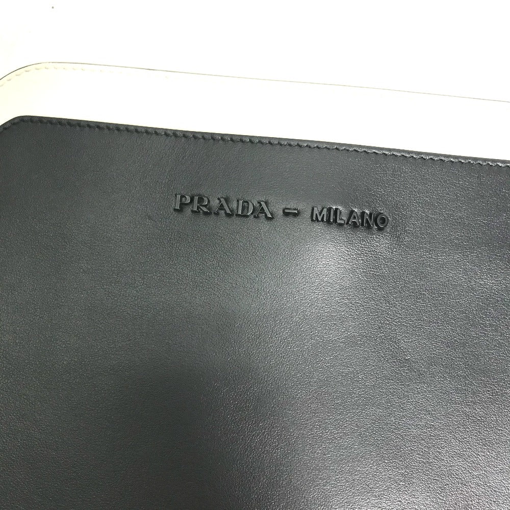 PRADA iPad case leather black By color 3D logo mens(Unisex)