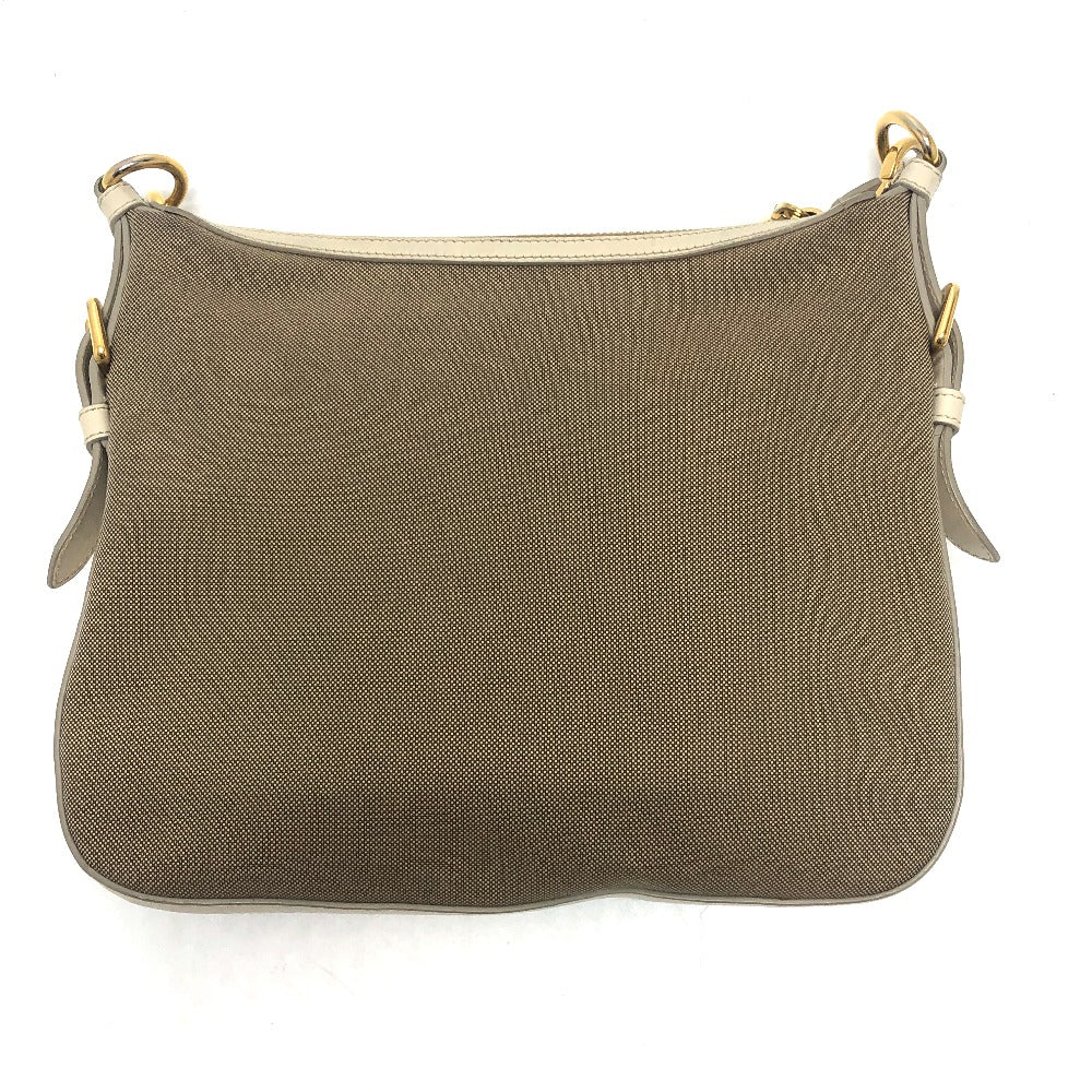 PRADA Shoulder Bag Canvas / leather beige logo Jacquard Women