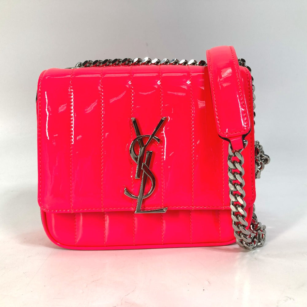 SAINT LAURENT PARIS Shoulder Bag 538439 Patent leather Pink type YSL vicky small Women