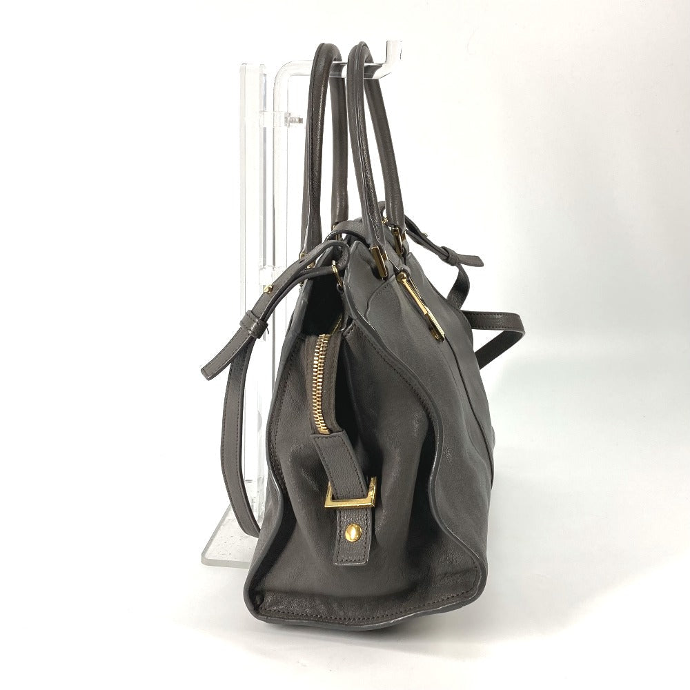 YVES SAINT LAURENT Handbag 400666 leather gray Y logo Cavas chic Women