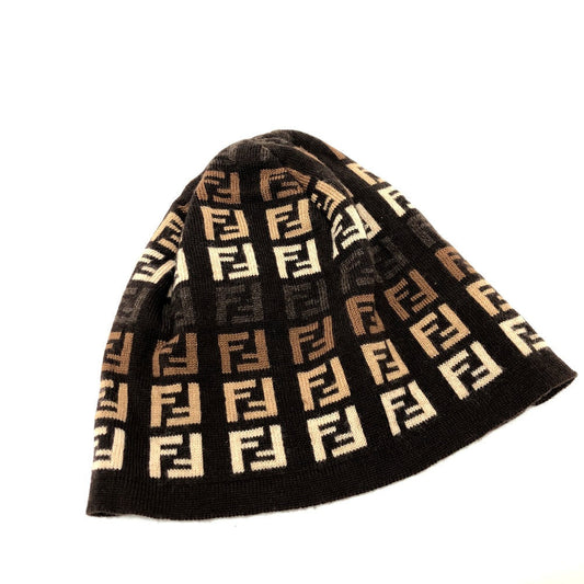 FENDI Knit hat wool Brown Zucchino Zucca Women