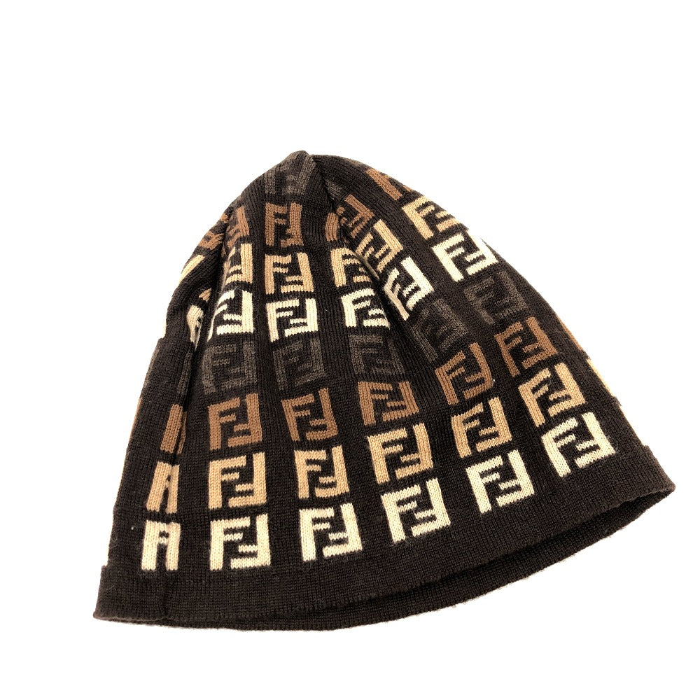FENDI Knit hat wool Brown Zucchino Zucca Women