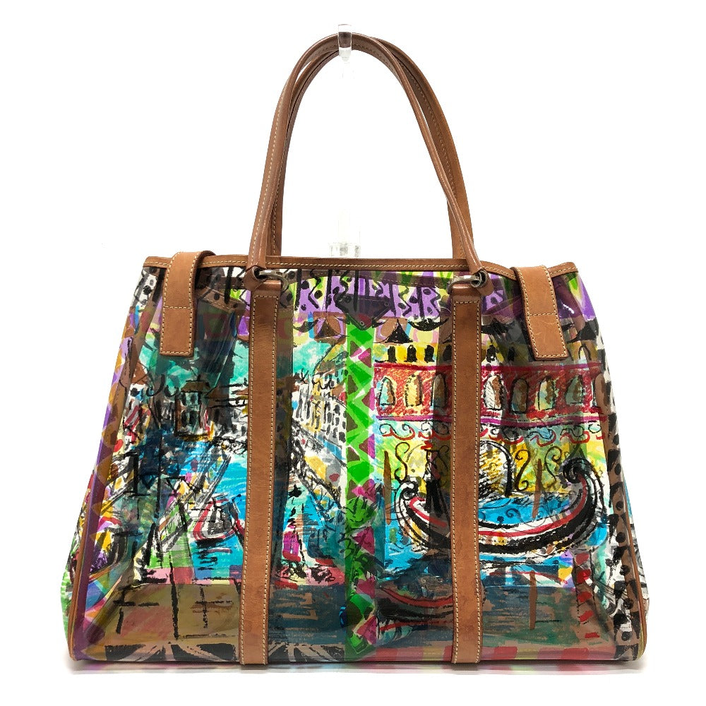 PRADA Tote Bag Plastics/Leather multicolor Venetian print Women