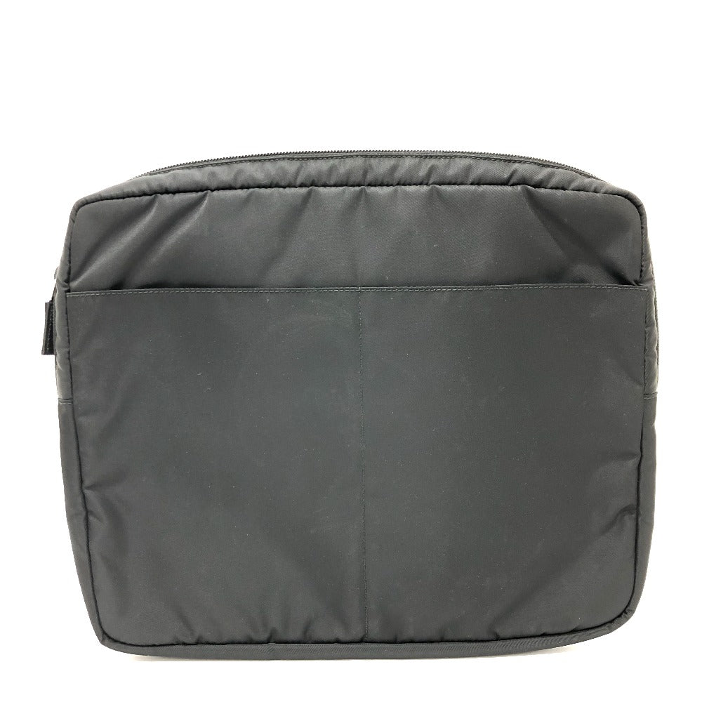 PRADA Clutch bag Nylon black Handbag PC case Triangle logo unisex(Unisex)
