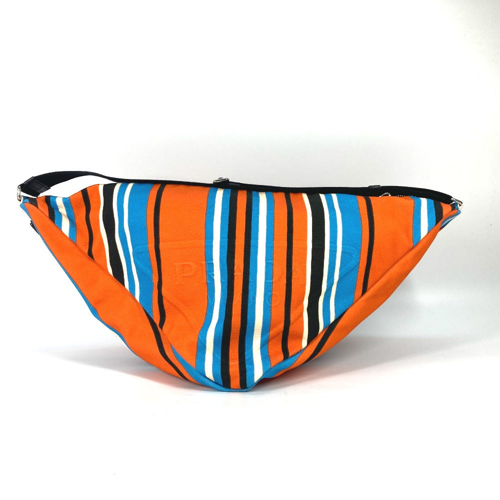 PRADA Shoulder Bag canvas Orange stripe Triangle Bayadere mens