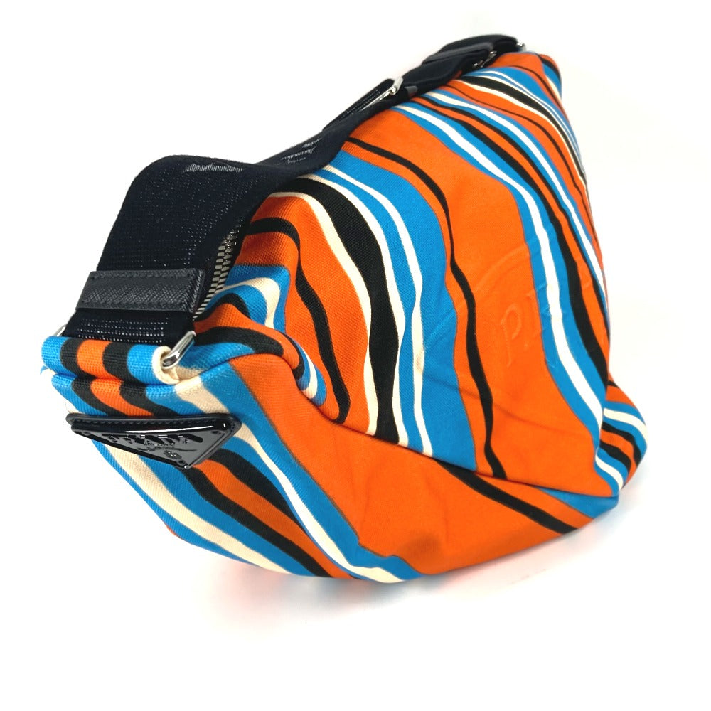 PRADA Shoulder Bag canvas Orange stripe Triangle Bayadere mens