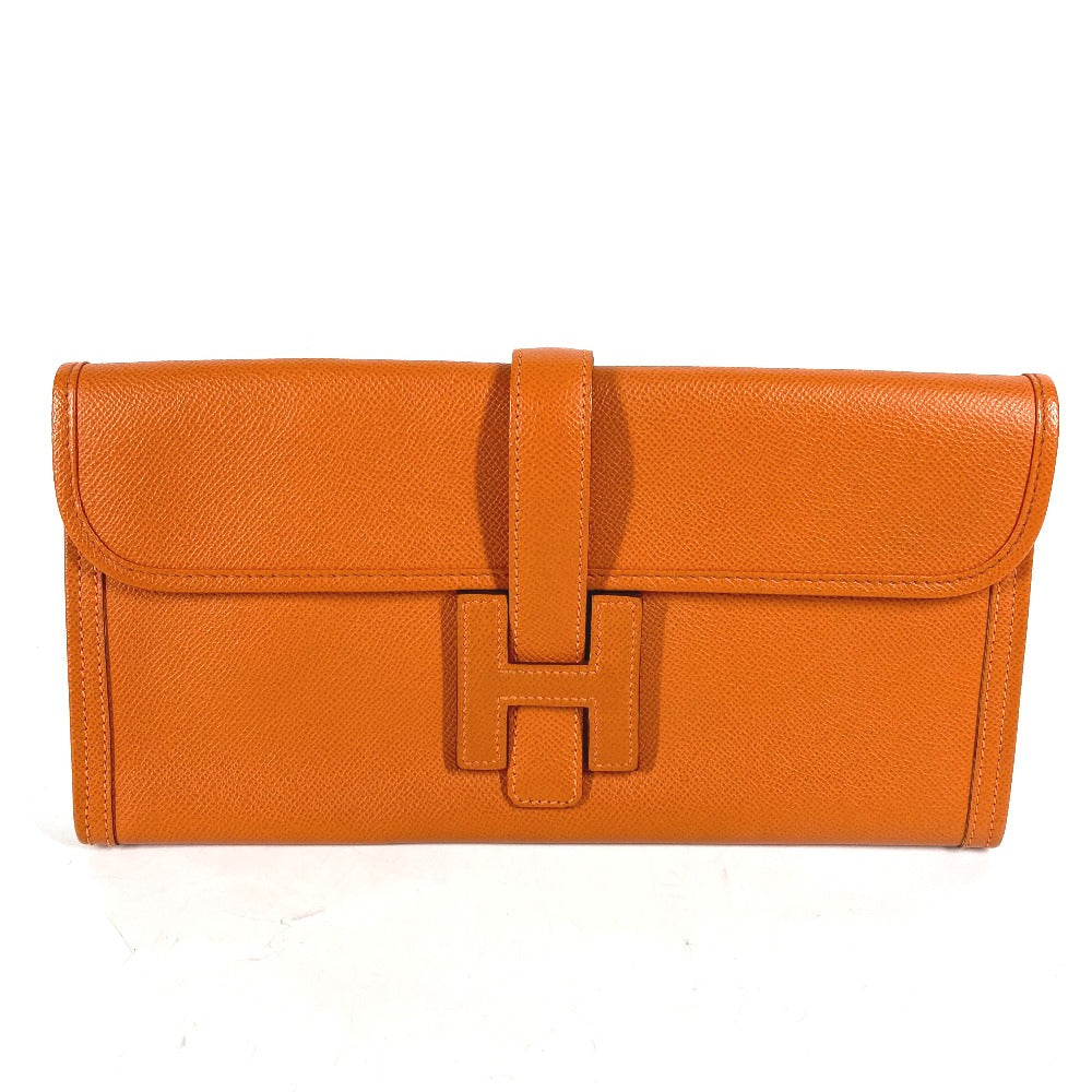 HERMES Clutch bag Epsom Orange Bag H logo Jige Elan 29