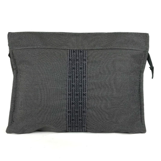 HERMES Pouch canvas gray Her Line Pouch MM unisex(Unisex)
