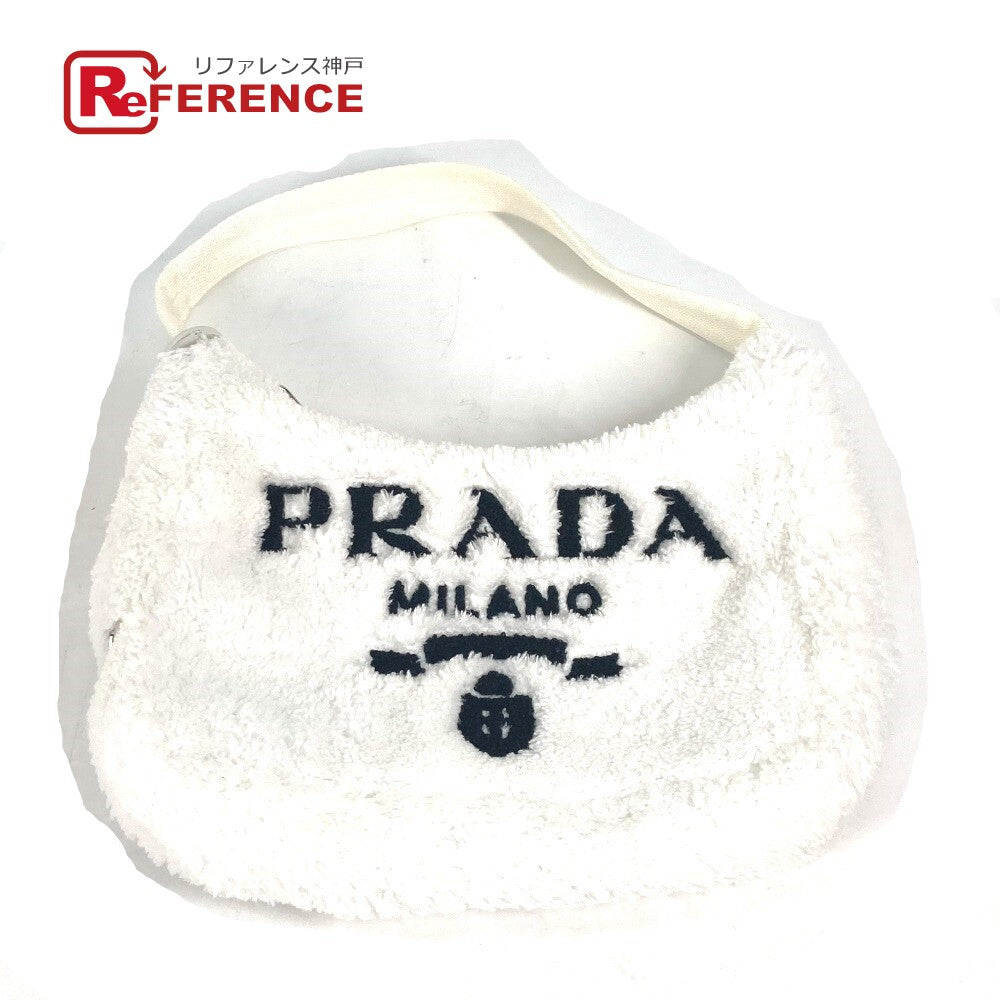 PRADA Tote Bag fabric white terry mini Re-Edition 2000 SPUGNA logo bag Women