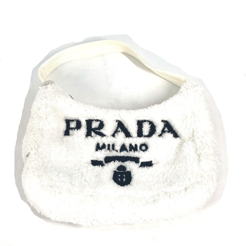 PRADA Tote Bag fabric white terry mini Re-Edition 2000 SPUGNA logo bag Women