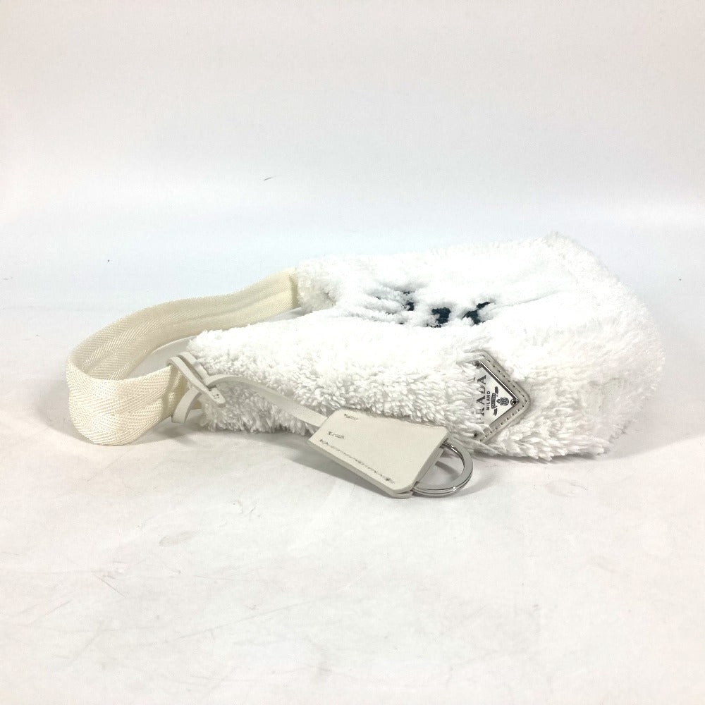 PRADA Tote Bag fabric white terry mini Re-Edition 2000 SPUGNA logo bag Women