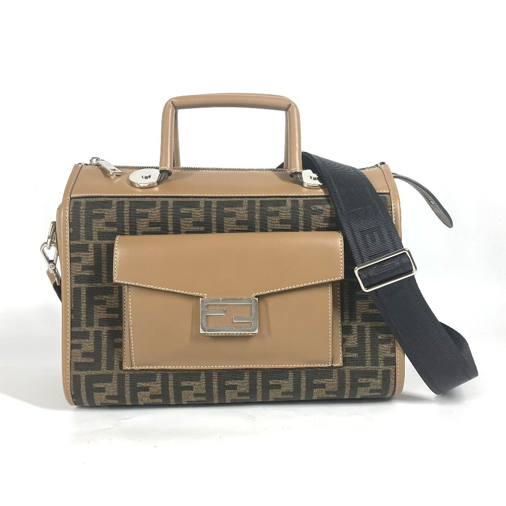 FENDI Handbag 7VA571 Canvas / leather Brown Zucca SOFT TRUNK unisex(Unisex)