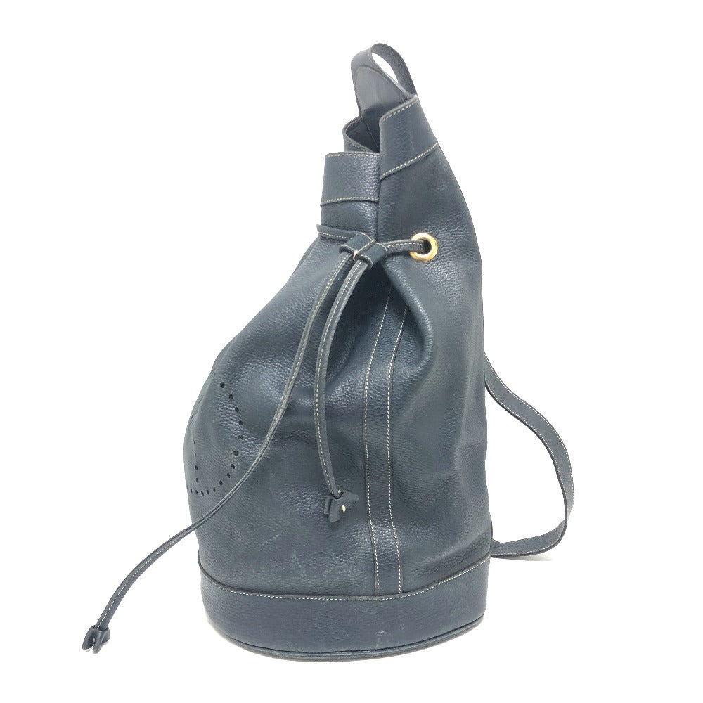 HERMES Shoulder Bag leather Navy purse Women
