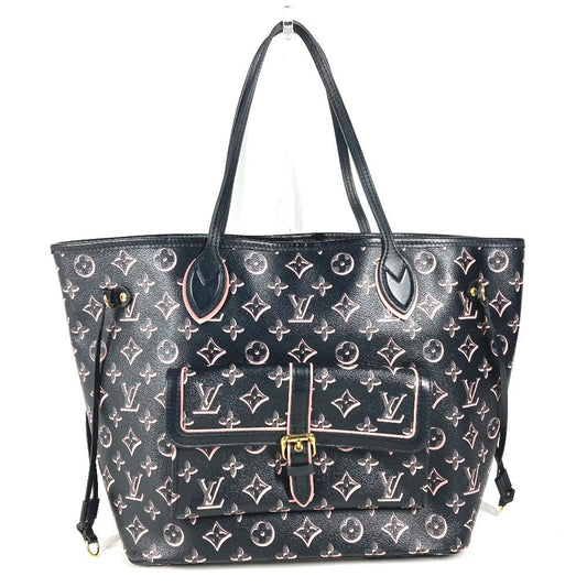 LOUIS VUITTON Shoulder Bag Leather / coated canvas black Monogram Neverfull MM Women