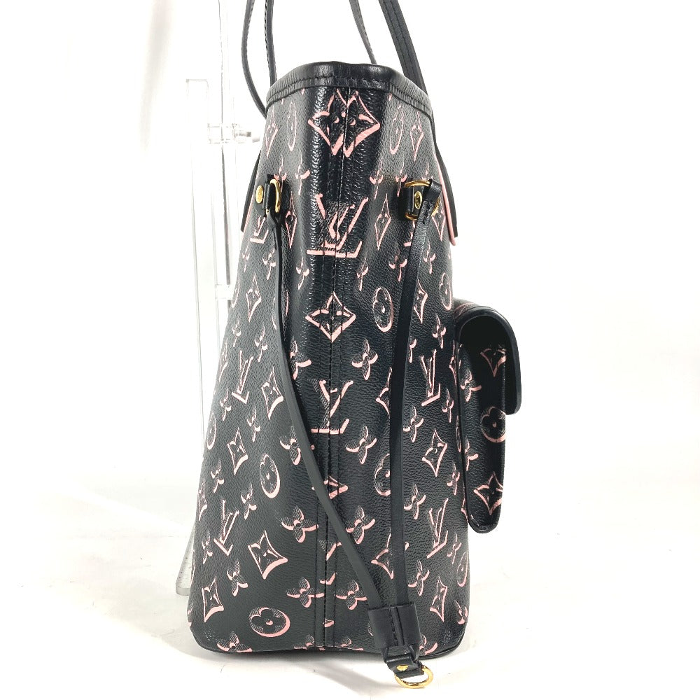 LOUIS VUITTON Shoulder Bag Leather / coated canvas black Monogram Neverfull MM Women