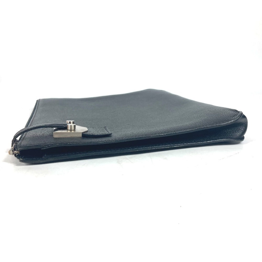 HERMES Clutch bag Epsom black logo City Hall business bag PM unisex(Unisex)